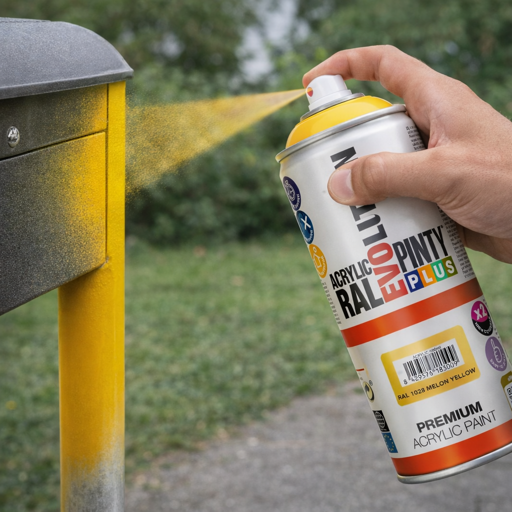 Lakier akrylowy w sprayu Pintyplus Evolution ACRYLIC | 400ml | RAL 1028 Melon Yellow